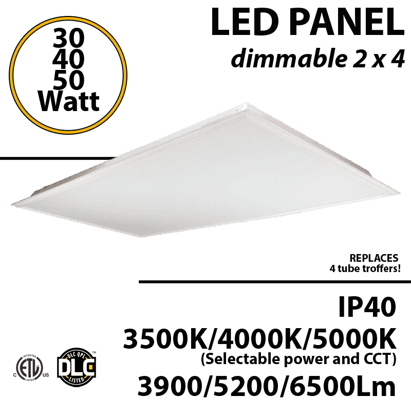 2x4 LED Panel Light 30 40 or 50W up to 6510Lm Back lit 35K 40K 50K Dimmable — image 1