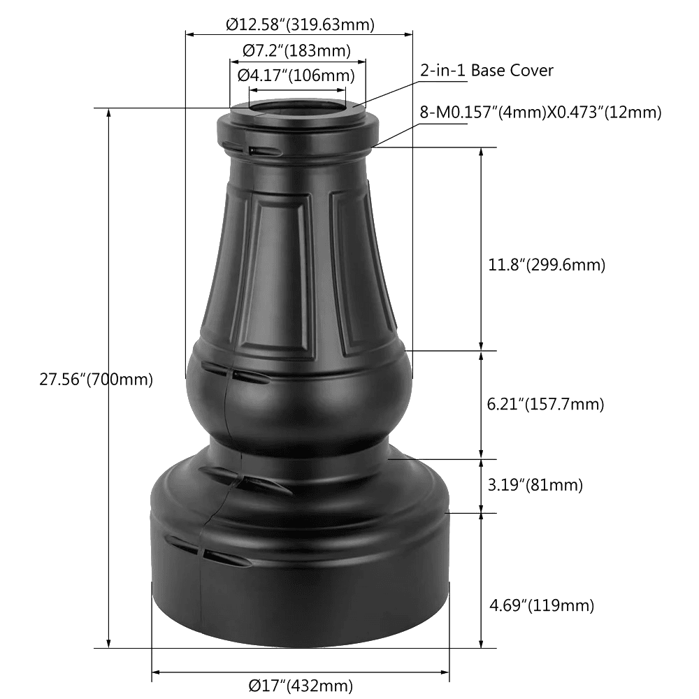 Decorative Base Cover 4 Inch Round Pole thumbnail 2