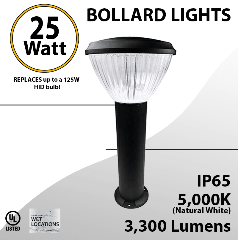 Bollard lights LED source included 26.40" X 10.24" 25W round