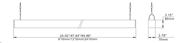 Up Down Linear Pendant 50W White 3CCT 3000K 40000K 50000K 6500lm thumbnail 3