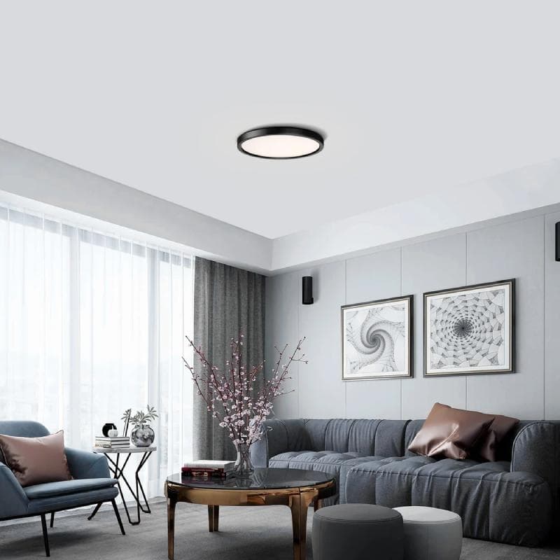 Flush Mount Alabaster 9" LED Ceiling Light, Black Finish 18W 1530Lm 5CCT thumbnail 4