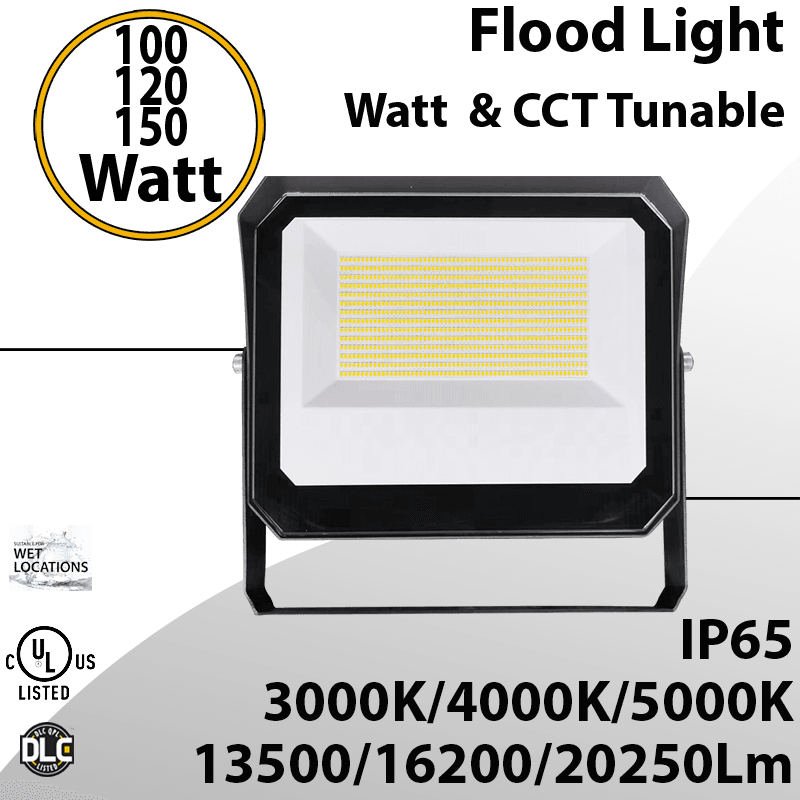 LED flood light Tunable  100W 120W 150W 30K/40K/50K U-Bracket