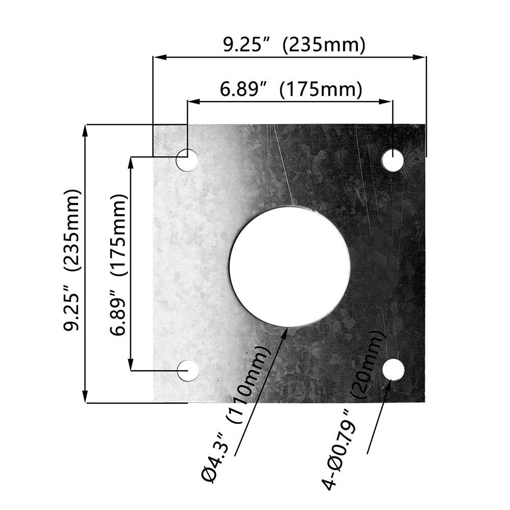 Hole Pattern Template For 3" and 4" Round Light Pole thumbnail 3