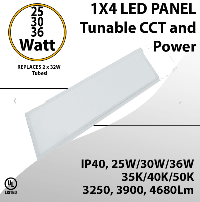 LED Panel 1x4 25/30/36W  4680Lm max. Power and White Tunable