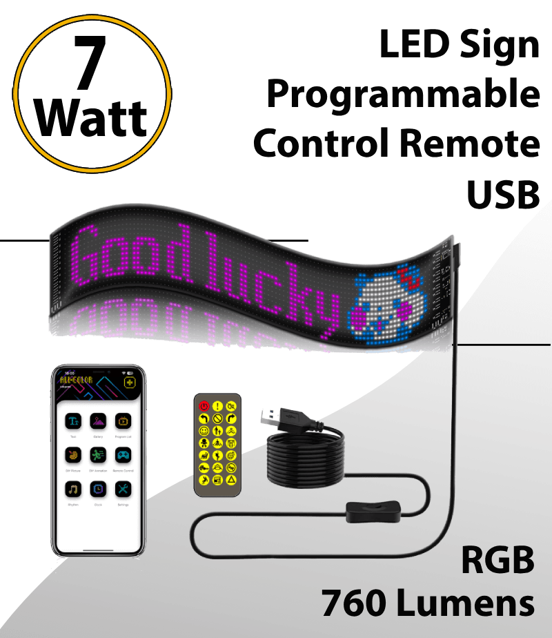 Programmable Led Light Sign Full Color 23inch x 5inch — image 1