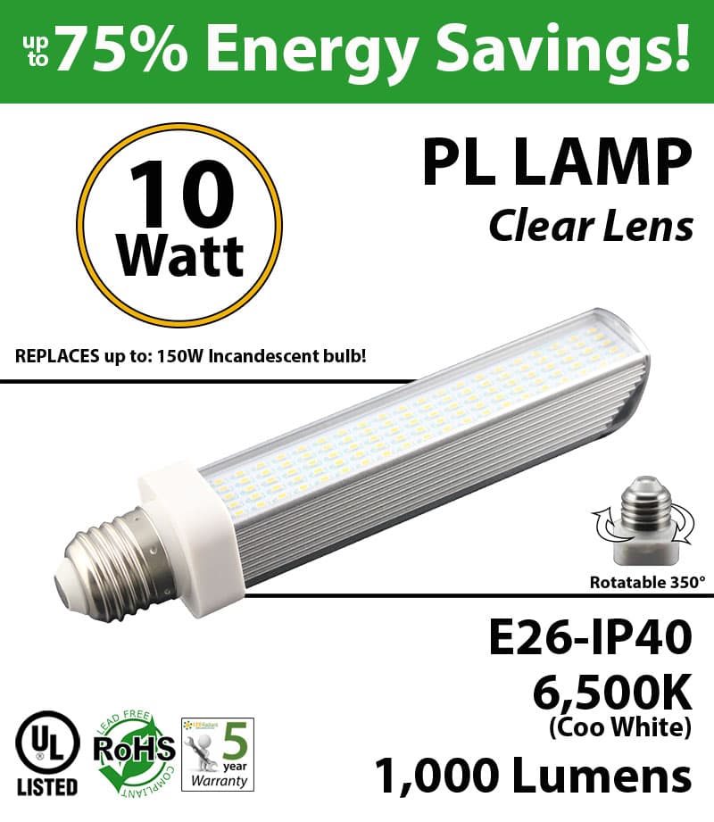 10W, PL LED Bulb lamp, 6500K, E26, UL.  Direct Line (Remove Ballast) thumbnail 7