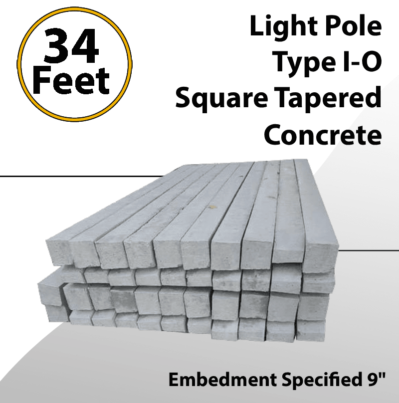 Light Pole 34Ft OAL 25Ft AG Type I-O Square Tapered Concrete — image 1