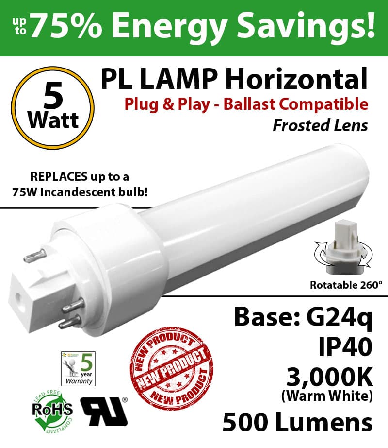 7W PL LED Lamp 850Lm 4000K Frosted Lens GU24 bypass ballast thumbnail 4