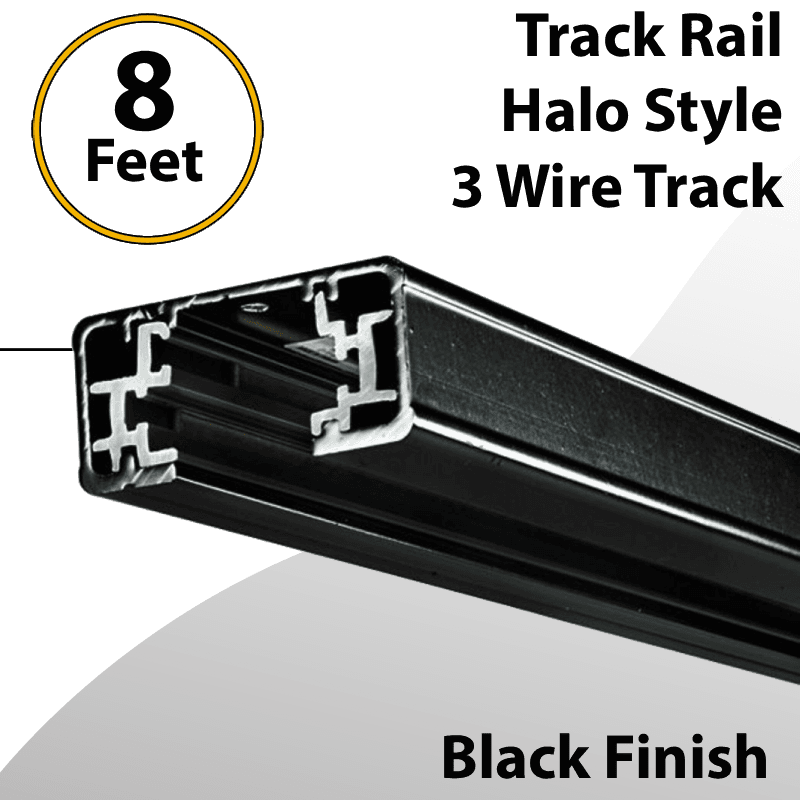 Track Rail Halo Style 3 Wire Track 8FT Black Finish — image 1