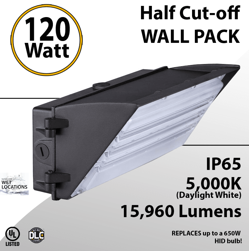 Semi Cutoff Wall Pack 15960 Lumens 120W 5000K IP65 UL DLC — image 1