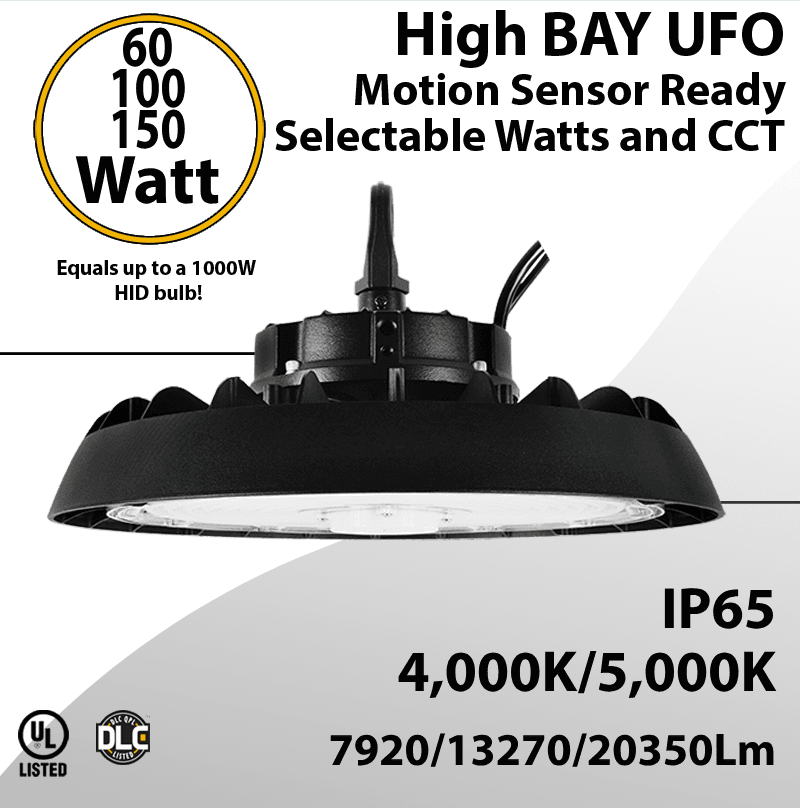 UFO Light LED High Bay 60/100/150W Motion Sensor Ready 7920/13270/20350Lm 4/5000K