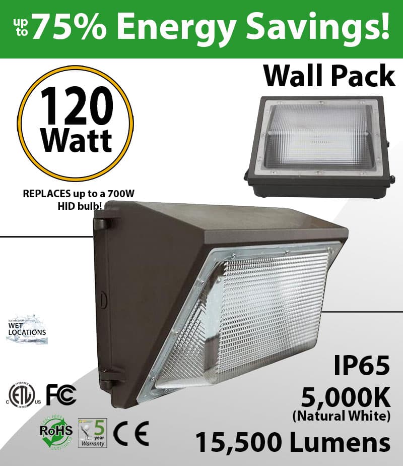 LED Wall Pack PC Lens 120W 15500 Lm DLC 5000K thumbnail 2