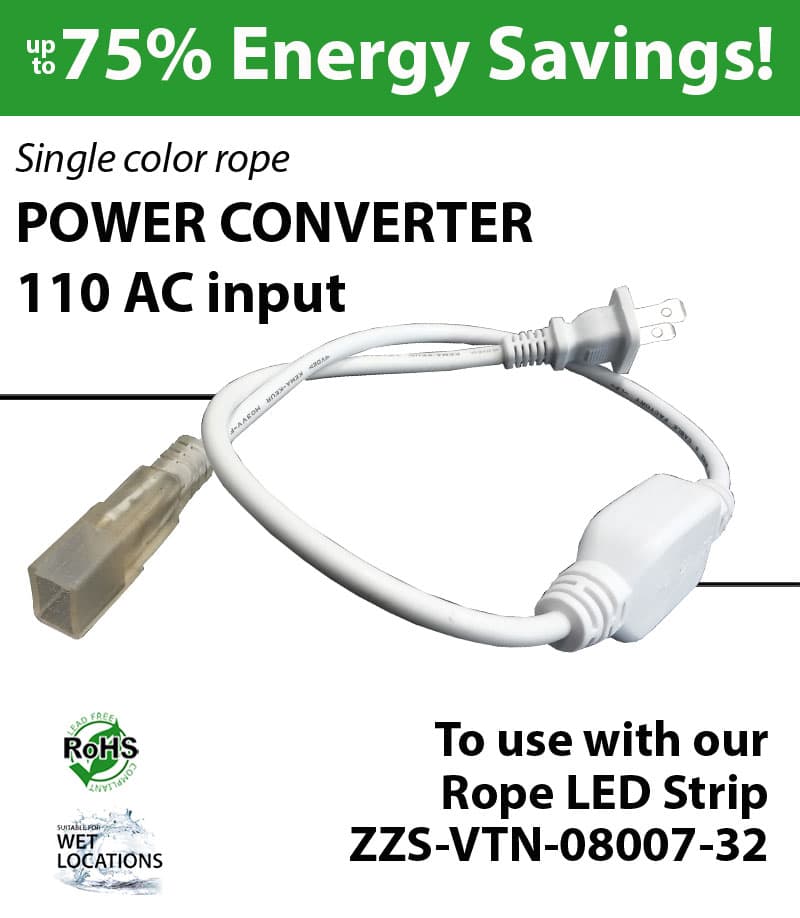 110 AC Input Power Converter For Single Color Rope ZZS-VTN-08007-32 thumbnail 2