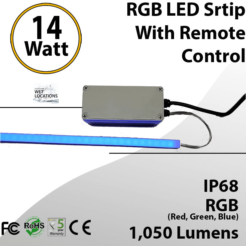 RGB LED Strip IP67 with remote control and expandable — image 1