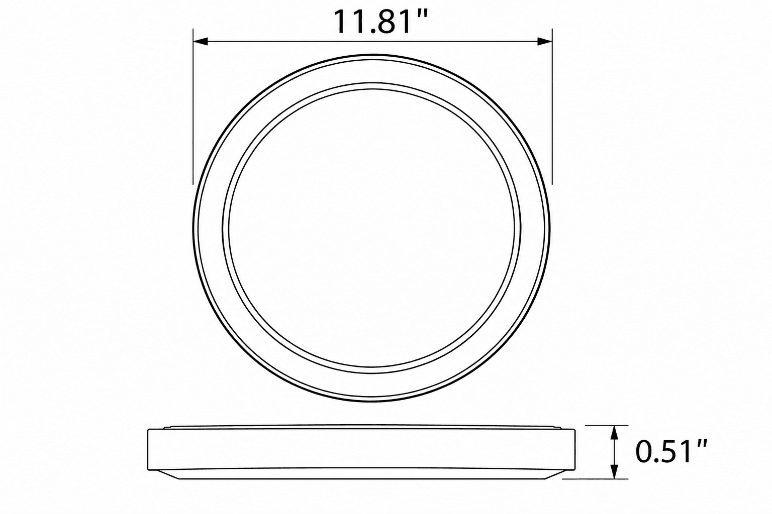 Ring Surface 12" Panel Light Ultra Slim Black 0.51" 24W 2000Lm 5CCT drawing