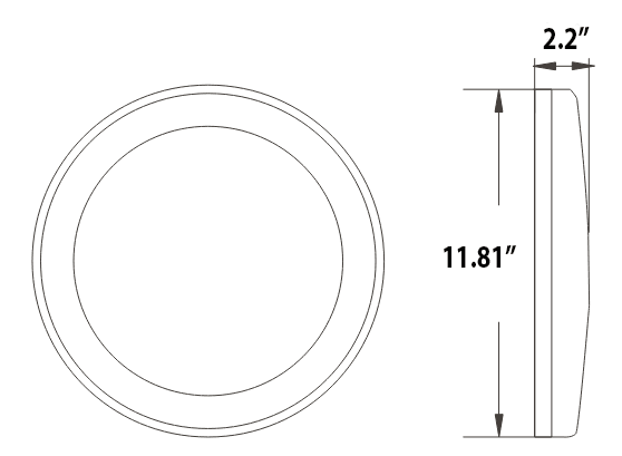 CCT Selectable 18W Waterproof LED Ceiling Light 1440lm 3000/4000/5000K drawing