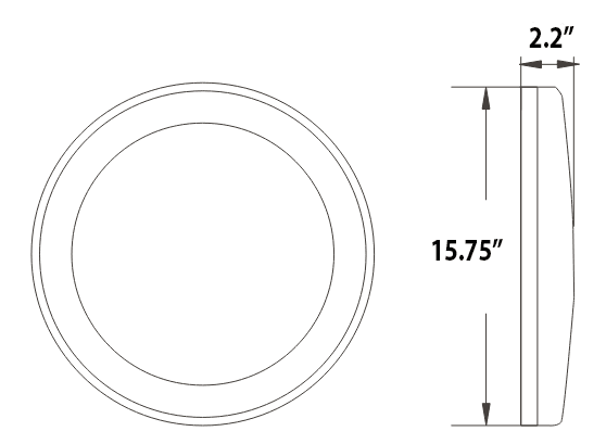 24W Waterproof LED Ceiling Light: 1920lm, Energy Efficient Fixture drawing