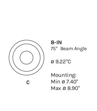 LED Downlight 8 inch Round Trim drawing