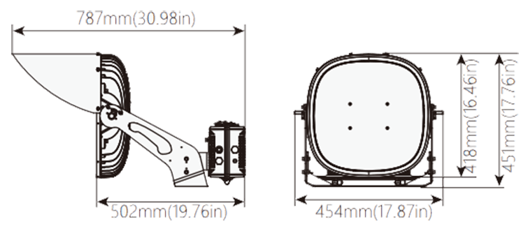 Stadium Lights Sports Lamp 600W RGBW DMX 98700Lm 200-480V IP66 drawing