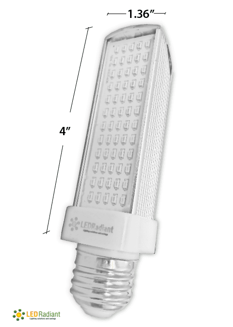 6W PL LED Bulb lamp 6500K E26 UL. Direct Line (Remove Ballast) drawing