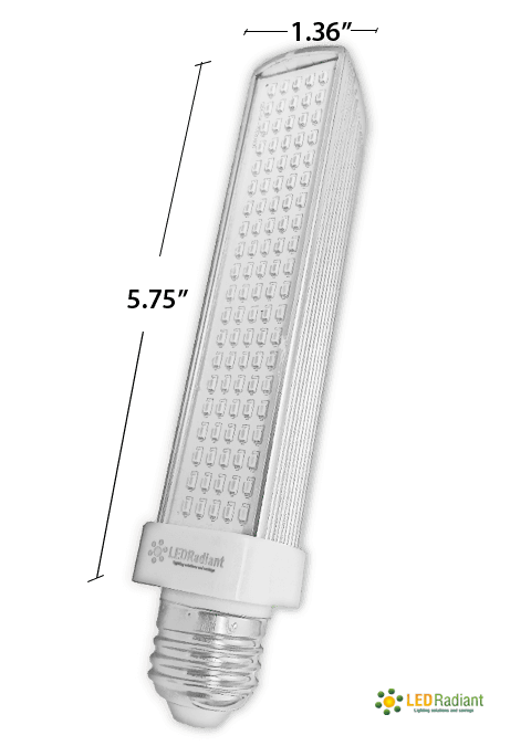 10W, PL LED Bulb lamp, 6500K, E26, UL.  Direct Line (Remove Ballast) drawing