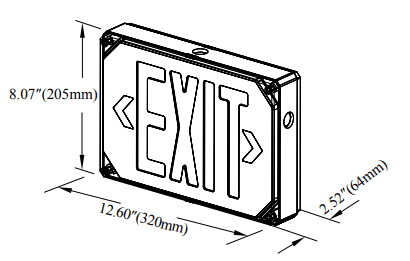 Wet Locations Exit Sign 90Min Battery Included IP65 Single/Double Face drawing
