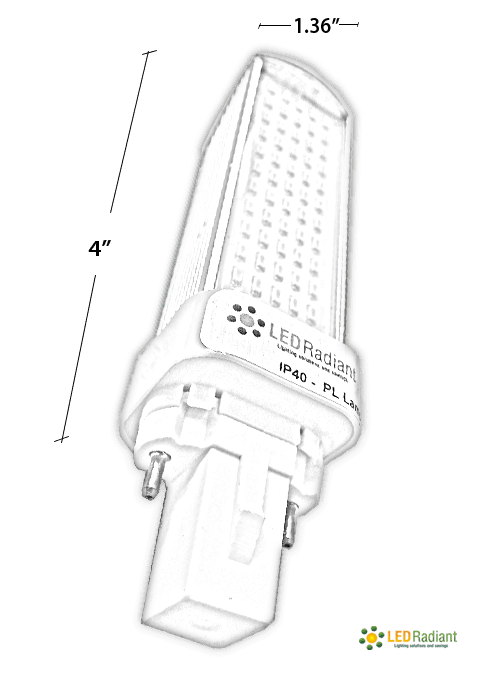 6W PL LED Bulb lamp 650Lm 4000K G23 IP40 UL. Direct Line (Remove Ballast) drawing