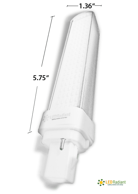 10W PL LED Bulb lamp 1000Lm 6500K G24-d3 IP40 Frosted UL. Direct Line (Remove Ballast) drawing