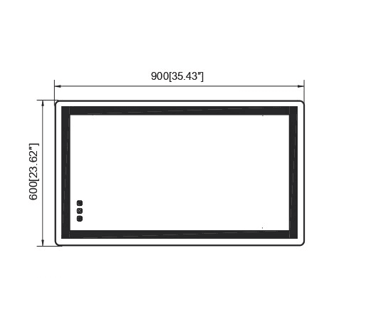 LED Smart Digital Touch Wall Mirror 25W 875Lm drawing
