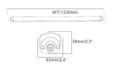 LED Vapor Tight Fixture 40W Plastic 5200 Lumens 5000K Frosted Lens IP65 drawing