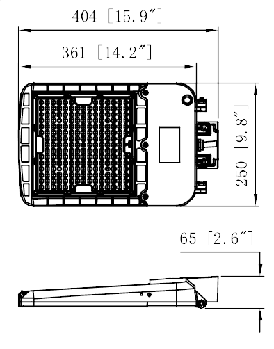 LED Street Light Tunable 70/100/150W 200-480V 9450/20250Lm 3 CCT drawing