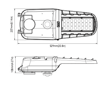 Roadway Light 105W Light Fixture 4000K 14600 Lm drawing