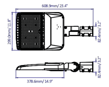 Street Light Black Finish 170 to 240W - CCT 3/4/5000k Up to 37,200Lm drawing
