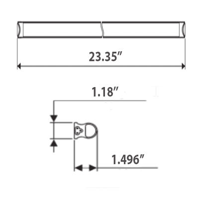 Integrated LED Tube Light Fixture - 2ft 18W, 2520lm Fluorescent Replacement drawing