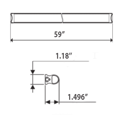 Efficient Integrated LED Tube Light 5Ft, 40W, 5880Lm, 6500K Clear Lens  drawing