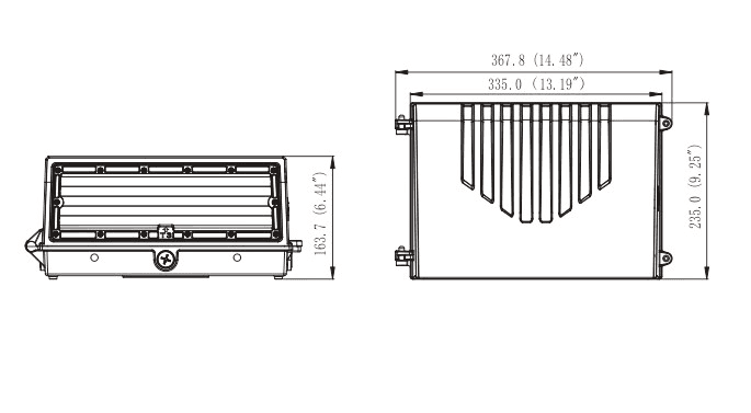 Full Cutoff Wall Pack Built-In Photocell 120W/100W/80W/60W 30K 40K 50K drawing
