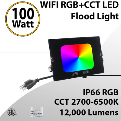Outdoor Landscape RGB Color Changing LED Flood Light 100W IP66 7200Lm 