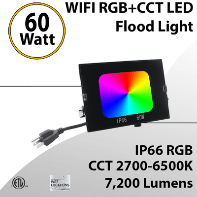 Outdoor Landscape Color Changing LED Flood Light  IP66 7200Lm 60W