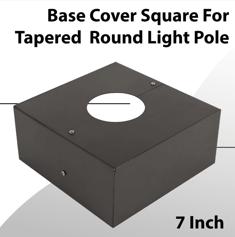 Base Cover Square For Tapered Round Light  Pole 7 Inch (sold only with pole)
