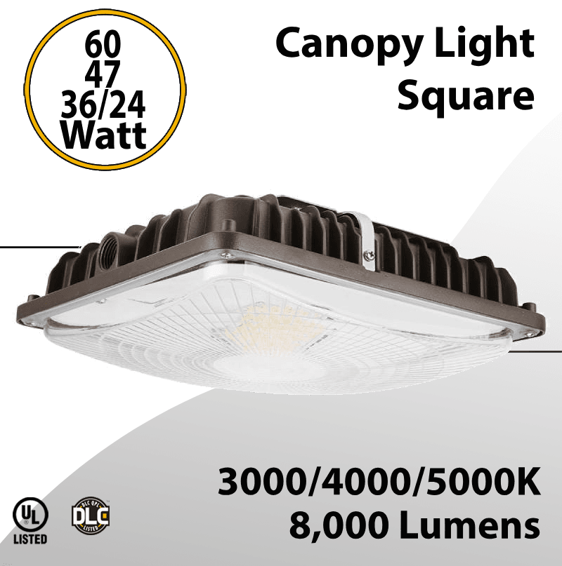 Canopy Light Square 24 to 60W - 3000/4000/5000K - 8000Lm