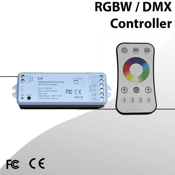RGBW/RGB/CCT/Dimming 4 Channel LED RF Controller