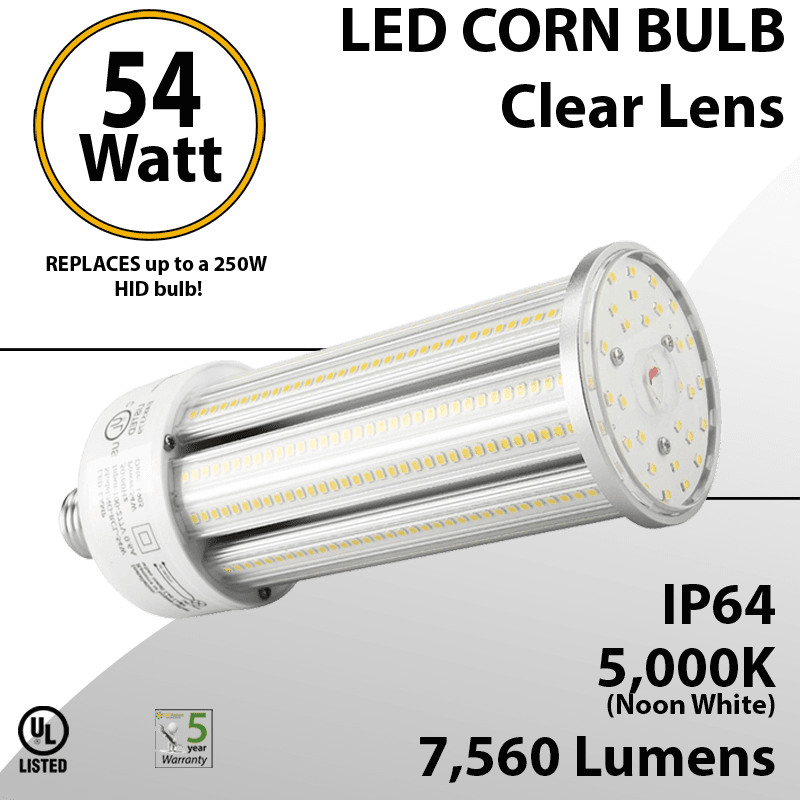 LED Corn Bulb Lamp 54W 7560Lm 5000K E39 IP64  UL