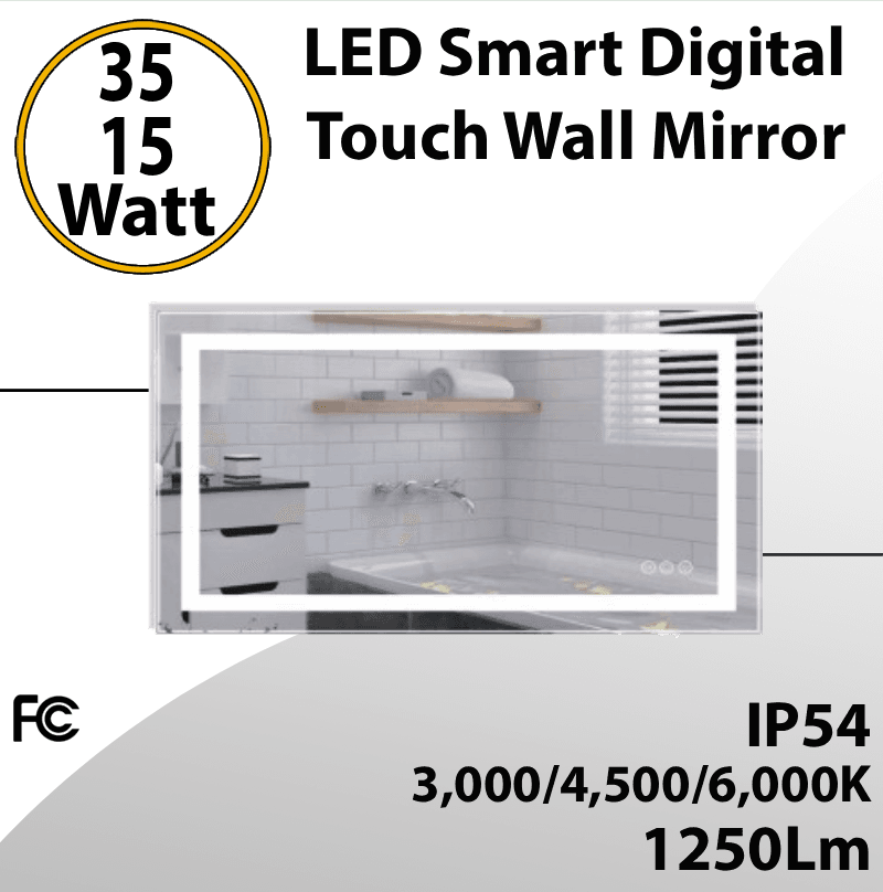 LED Smart Digital Touch Wall Mirror 35W 1250Lm