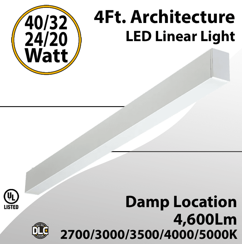 4FT Architecture 40 32 24 20W 5CCT Selectable LED Linear Light