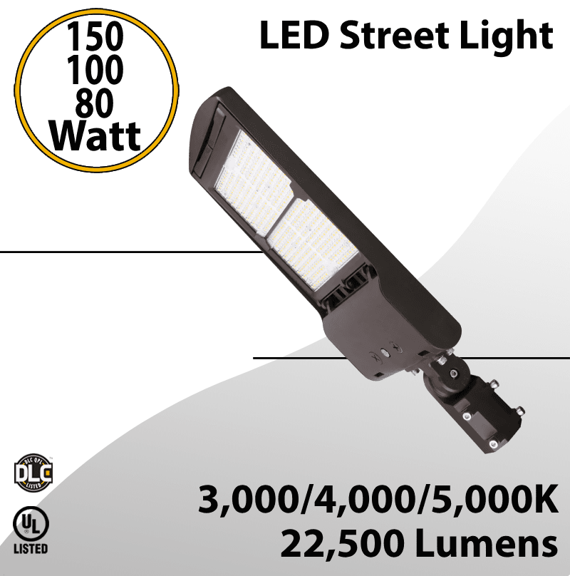 LED Street Light fixture 150/100/80W 3CCT 22500Lm