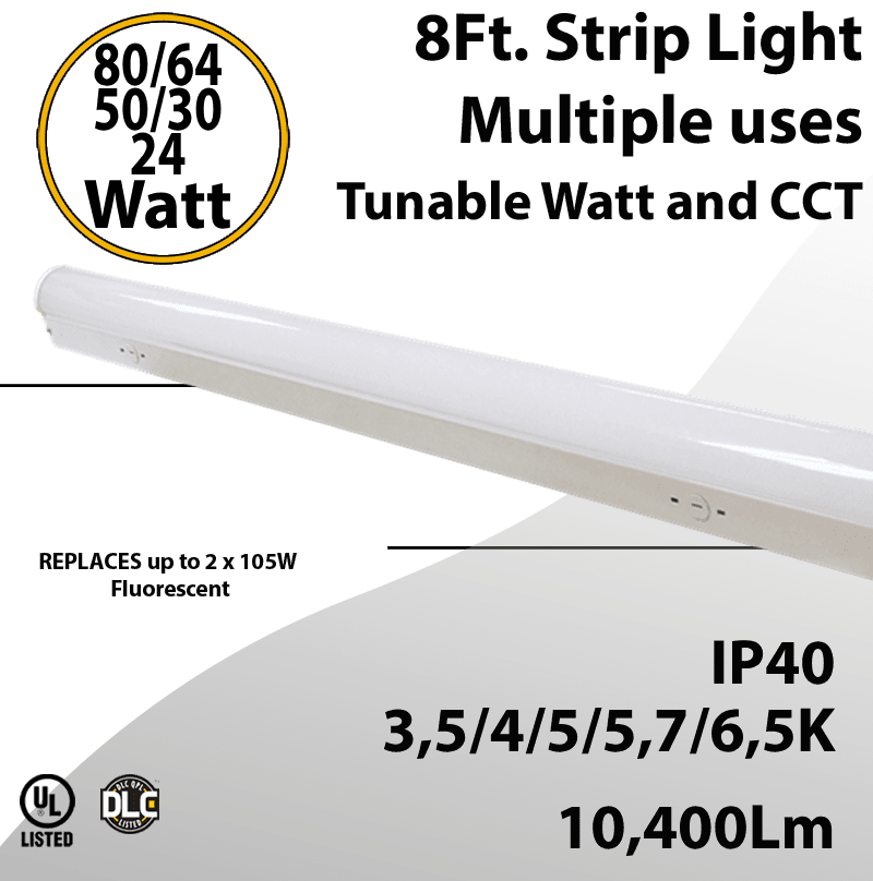 LED Strip Light 24/30/50/64/80W 10400Lm 3500/4000/5000/5700/6500K