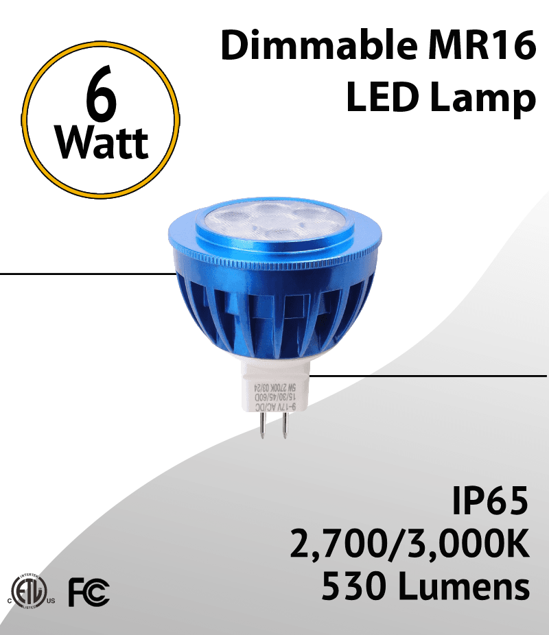 6W MR16 LED Bulb 530Lm Long Life and Water-Resistant 