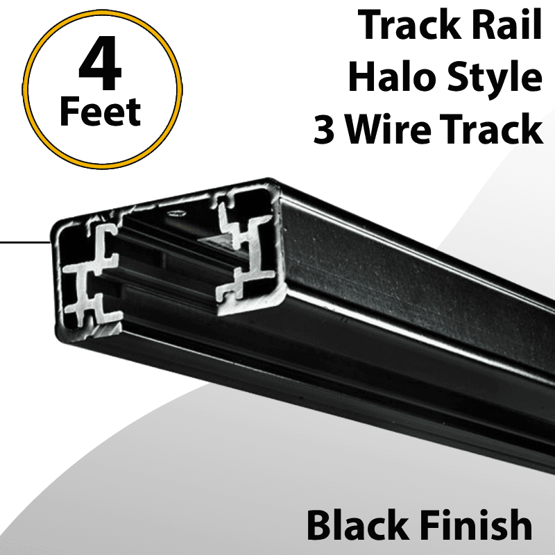 Track Rail Halo Style 3 Wire Track 4FT Black Finish