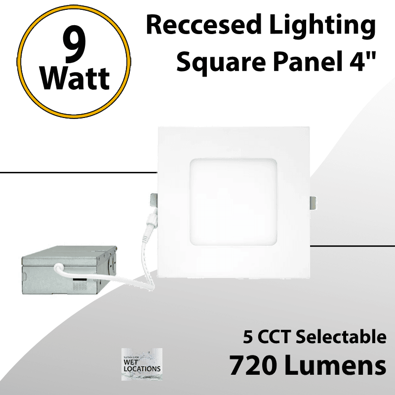 Reccesed Lighting 4" 9W LED Square Panel Selectable 5 CCT