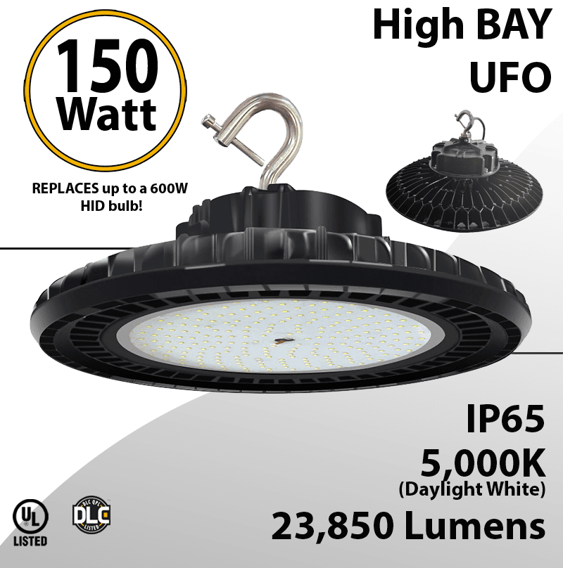 UFO LED Light High Bay 150W 23850 Lumen 5000K UL & DLC